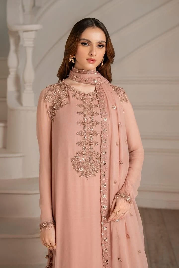 SHIFFON SUIT WITH MALAI TROUSER - Stitched Embroidered 3pc